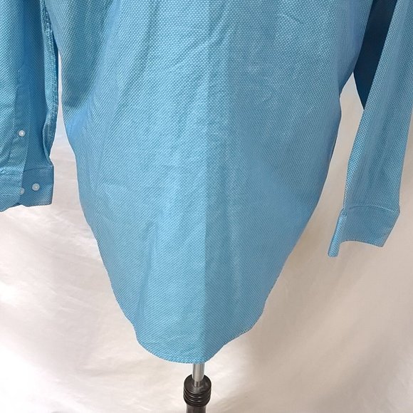 Buttoned Down Mens XL 17/17.5-34/25 Blue Teal Diamond Long sleeve Button Shirt - Picture 10 of 13